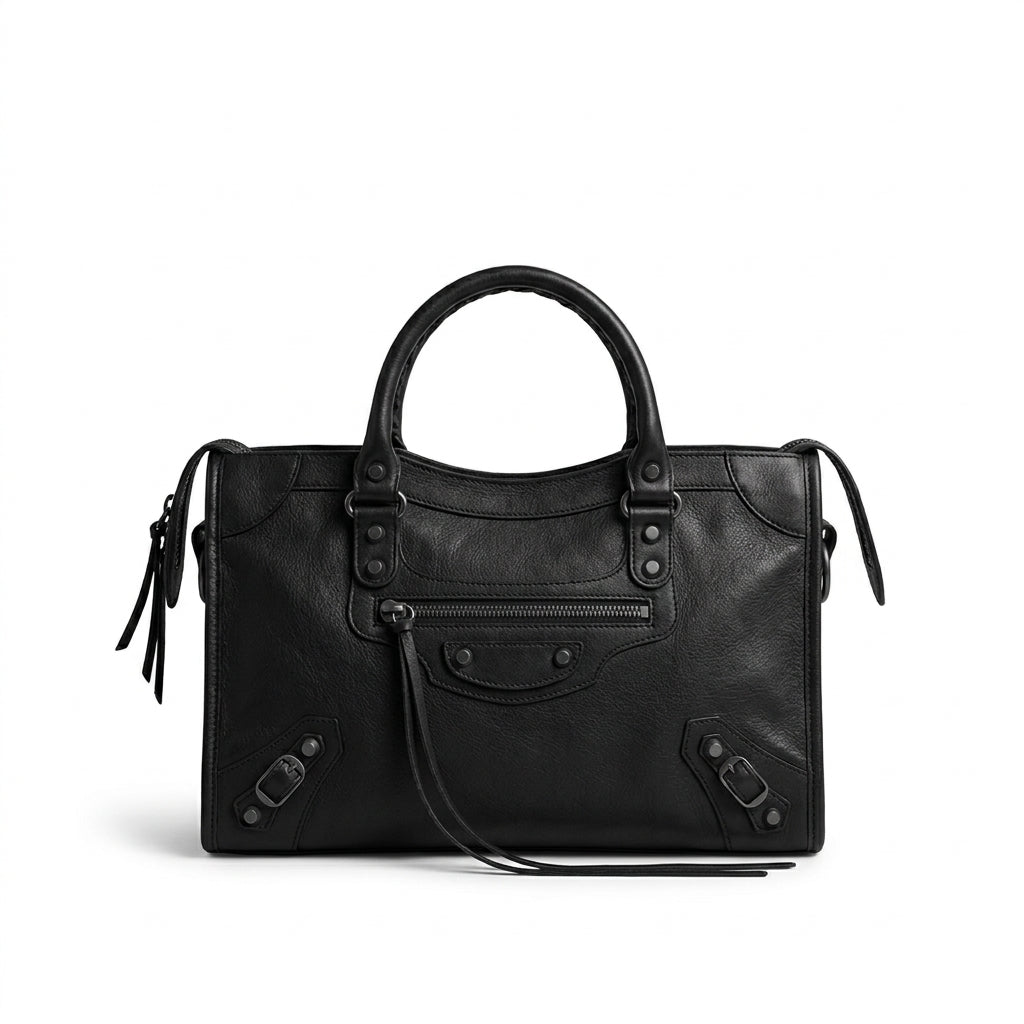 Black Zip Detail Small Satchel — B07