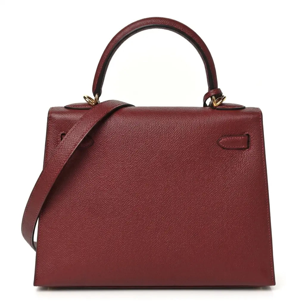 Burgundy Structured Top Handle Bag — B18