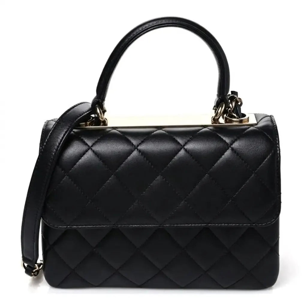 Black Quilted Mini Top Handle Bag — B26