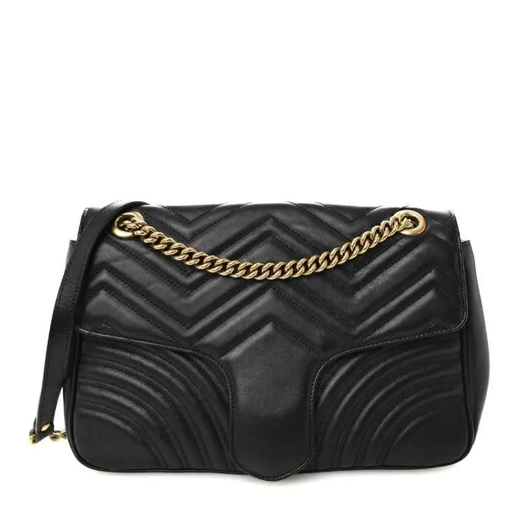 Chevron Quilted Medium Chain Bag — B05