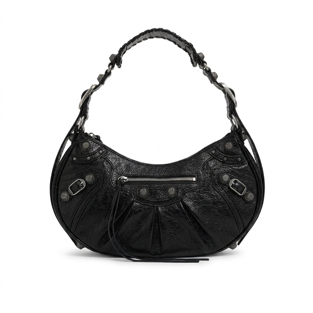Studded Small Crescent Shoulder Bag — B28
